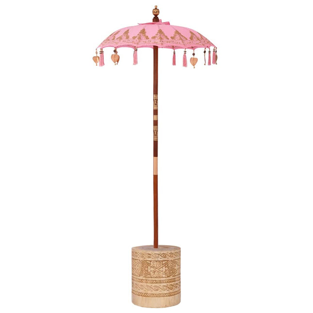 Balinesisk parasol med base Lyserød 95 x 95 x 260 cm
