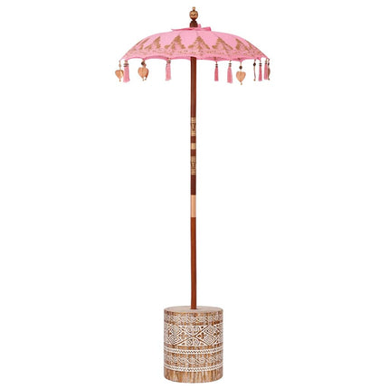 Balinesisk parasol med base Lyserød 95 x 95 x 260 cm