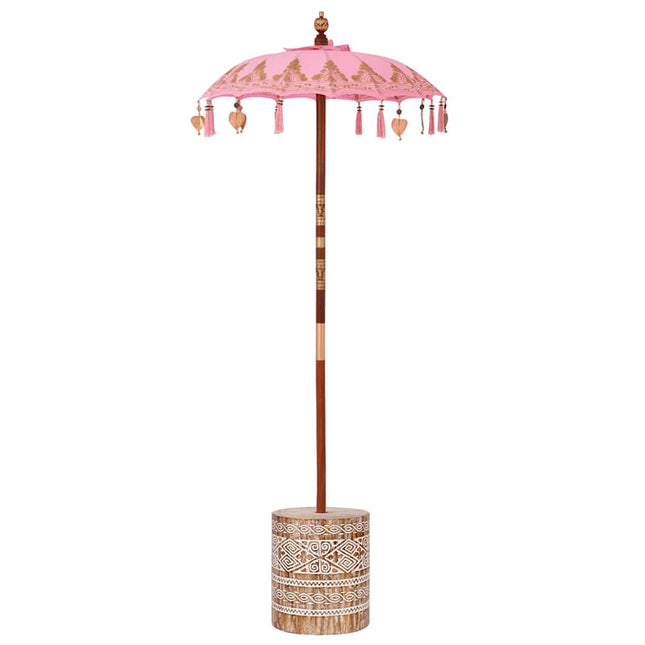 Balinesisk parasol med base Lyserød 95 x 95 x 260 cm