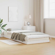 Gulv seng ramme Hvid 90 x 210 cm Massiv fyrretræ
