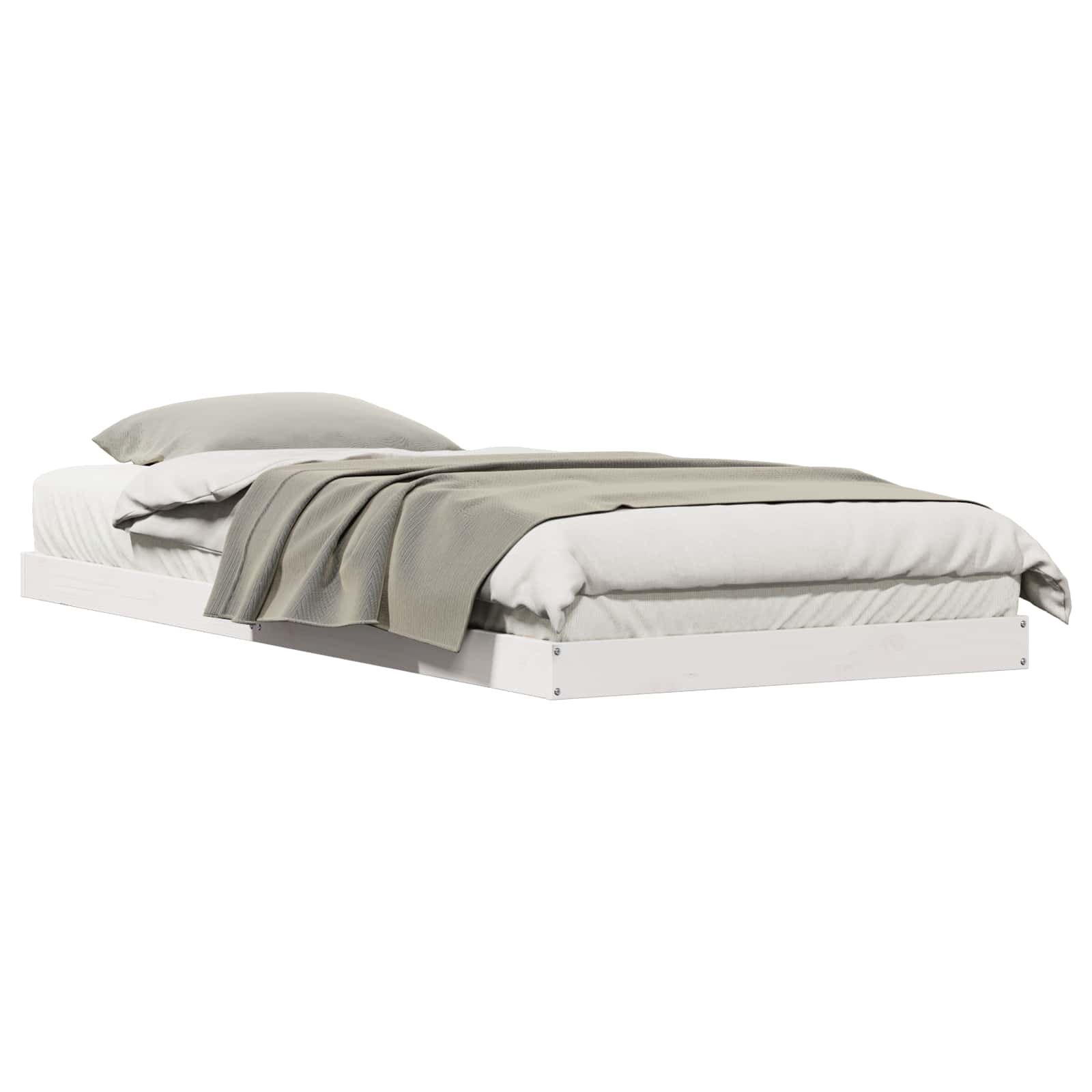 Gulv seng ramme Hvid 100 x 210 cm Massiv fyrretræ
