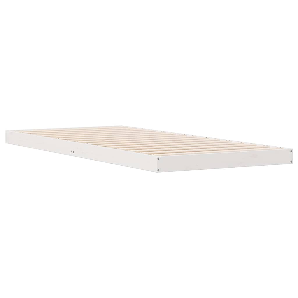 Gulv seng ramme Hvid 100 x 210 cm Massiv fyrretræ