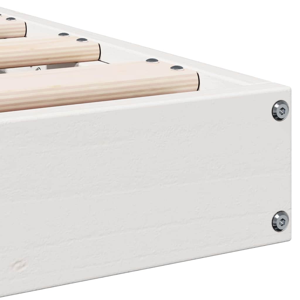 Gulv seng ramme Hvid 140 x 220 cm Massiv fyrretræ