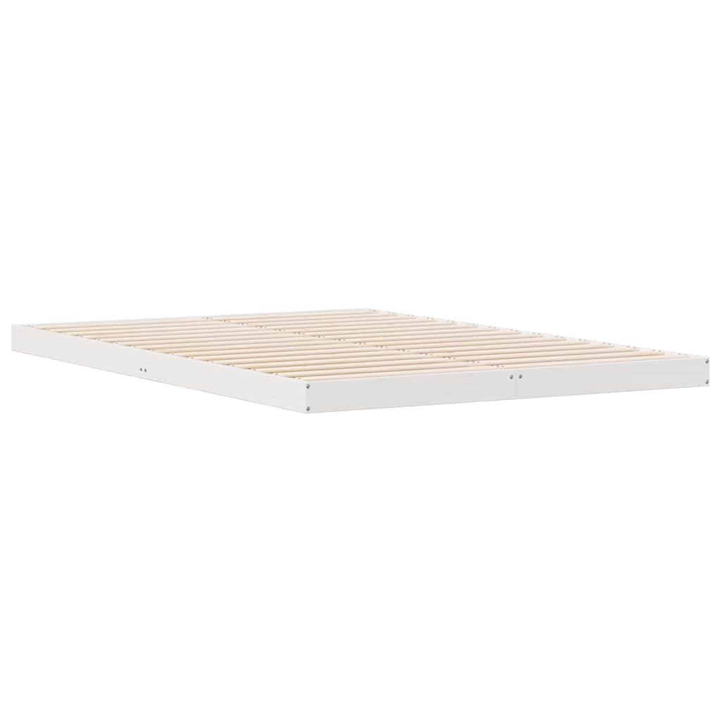 Gulv seng ramme Hvid 140 x 220 cm Massiv fyrretræ