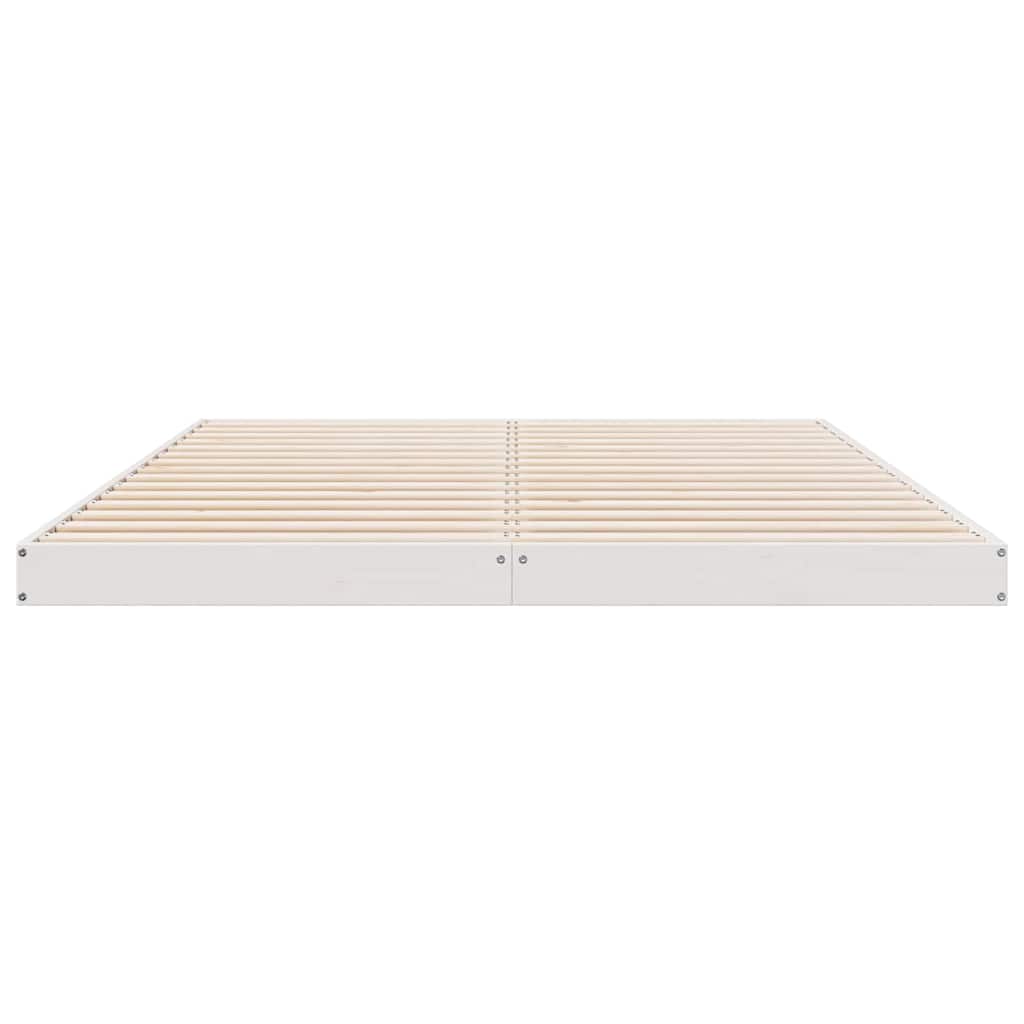 Gulv seng ramme Hvid 140 x 220 cm Massiv fyrretræ