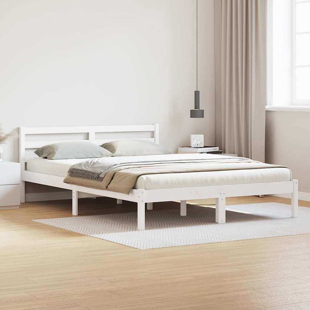 Sengestel Hvid 215,5 x 145,5 x 69,5 cm Massivt fyrretræ