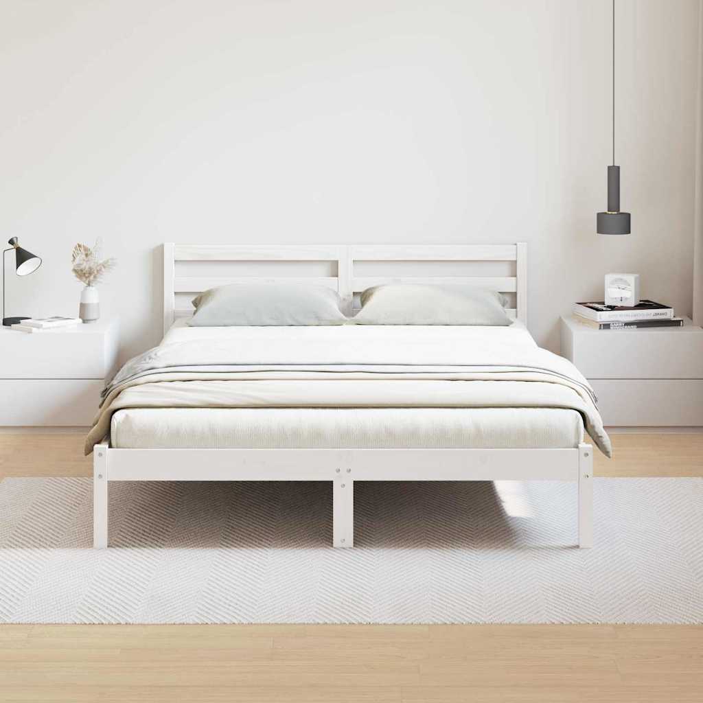 Sengestel Hvid 215,5 x 165,5 x 69,5 cm Massivt fyrretræ