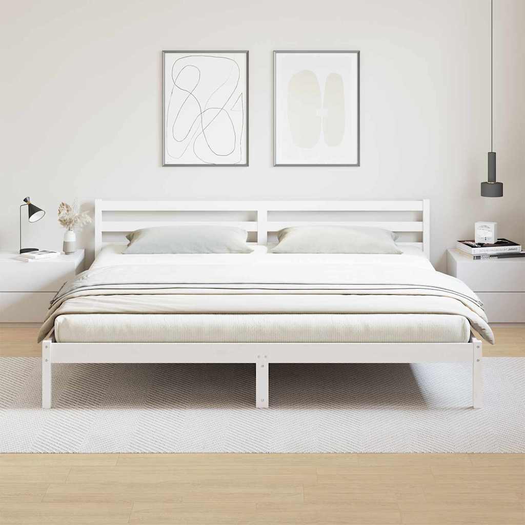 Sengestel Hvid 225,5 x 185,5 x 69,5 cm Massivt fyrretræ
