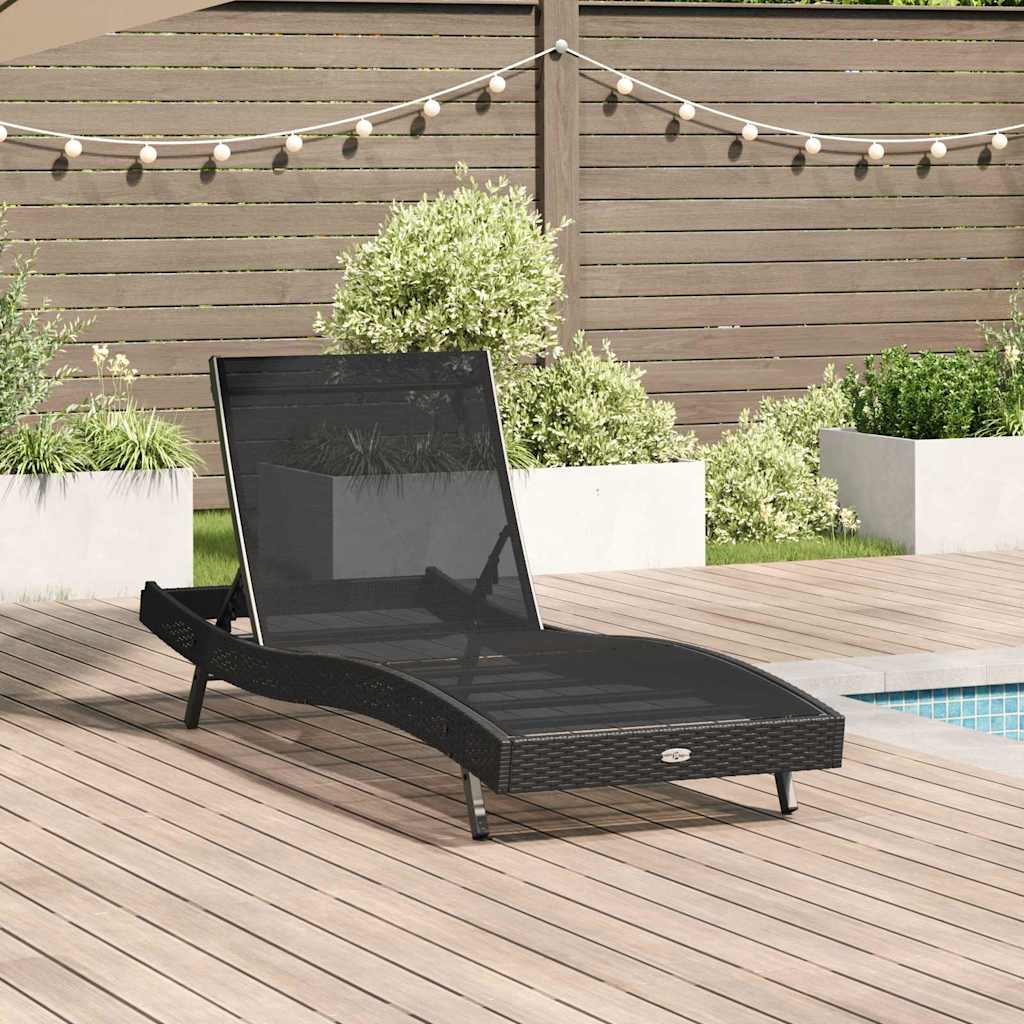 Solstol Sort 197 x 70 x 82 cm polyrattan