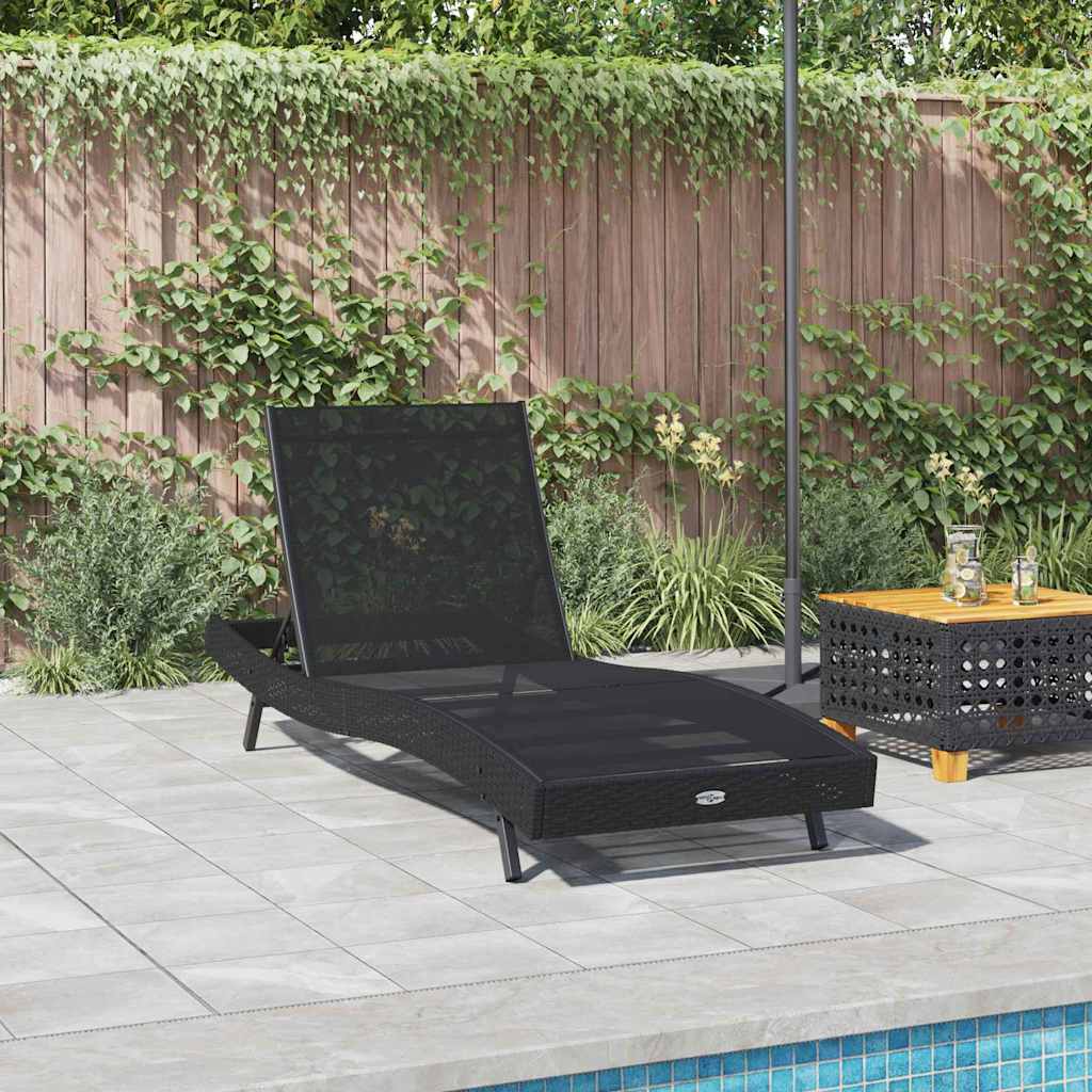 Solstol Sort 197 x 70 x 82 cm polyrattan