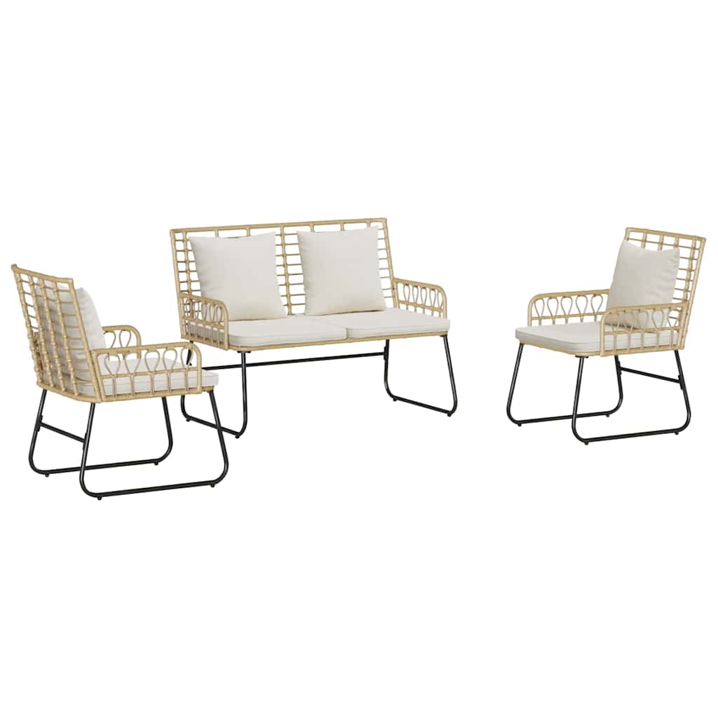 Have Spisebordssæt 3 pcs Brun og Creme polyrattan