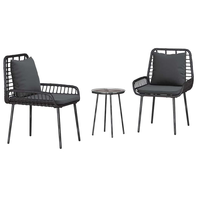Have Spisebordssæt 3 stk. Sort og Anthracit polyrattan