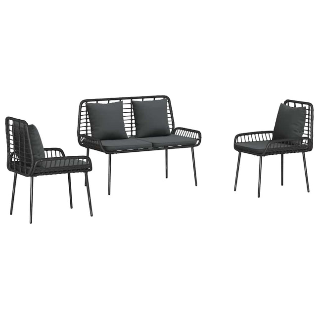 Have Spisebordssæt 3 stk. Sort og Anthracit polyrattan