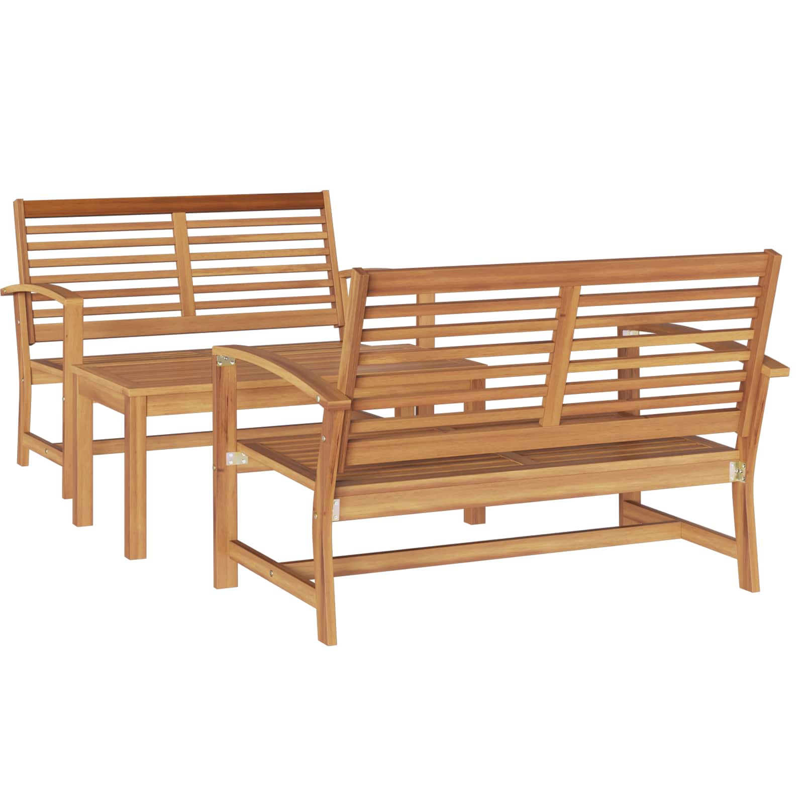Havesofa Sæt 3 pcs Naturfarvet Massiv Teaktræ