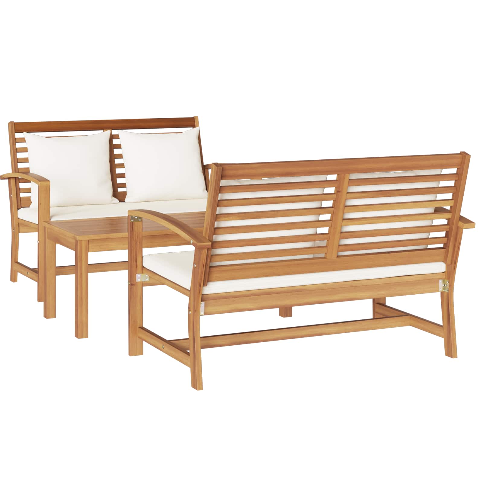 Havesofa Sæt 3 pcs Naturfarvet Massiv Teaktræ