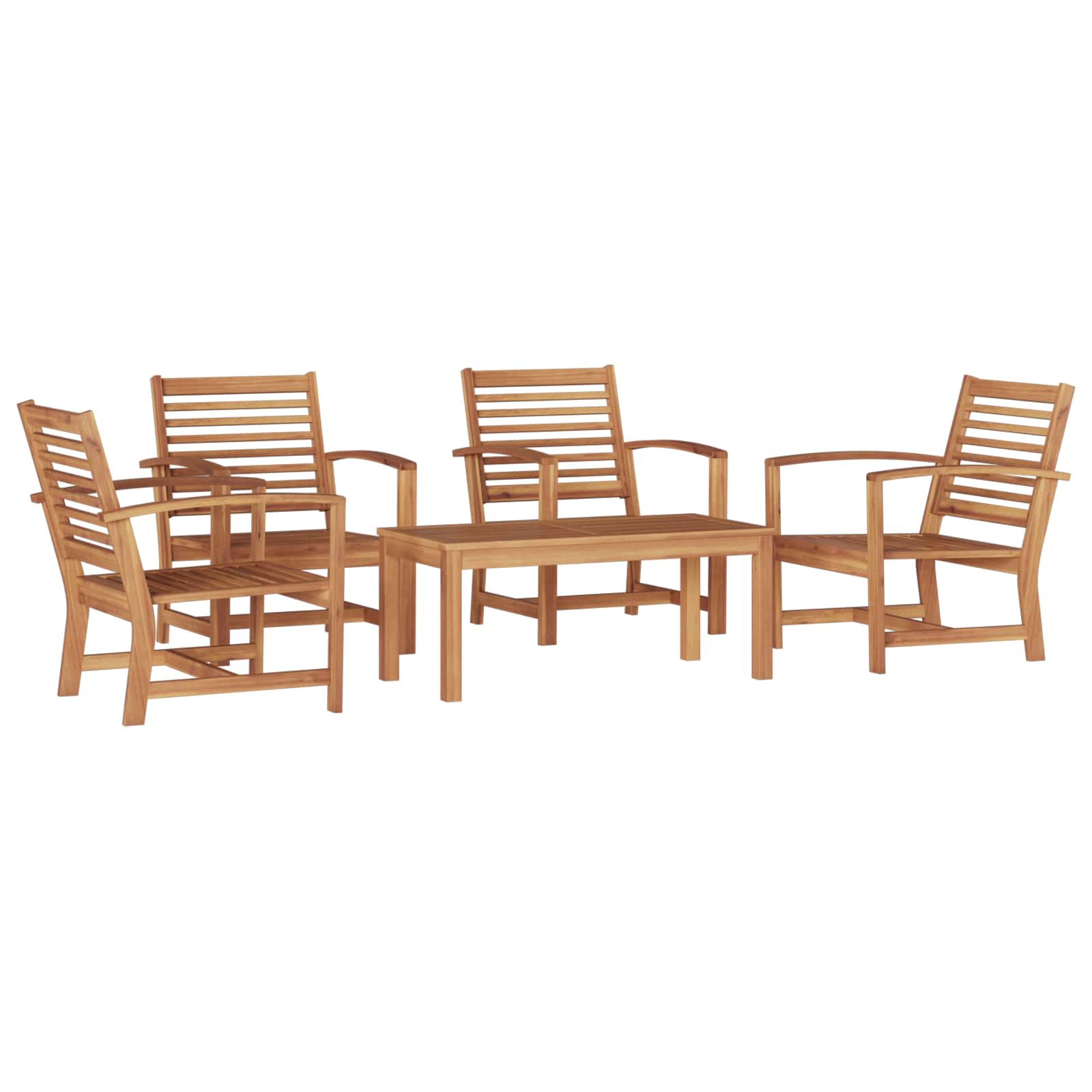 Havesofa Sæt 5 pcs Naturfarvet Massiv Teaktræ