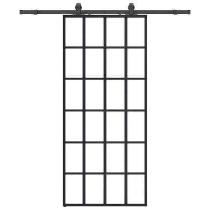 skydedør med hardwaresæt 90x205 cm ESG glas sort