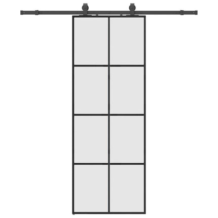 skydedør med hardwaresæt 76x205 cm ESG glas sort