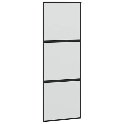 skydedør med hardwaresæt 90x205 cm hærdet glas sort