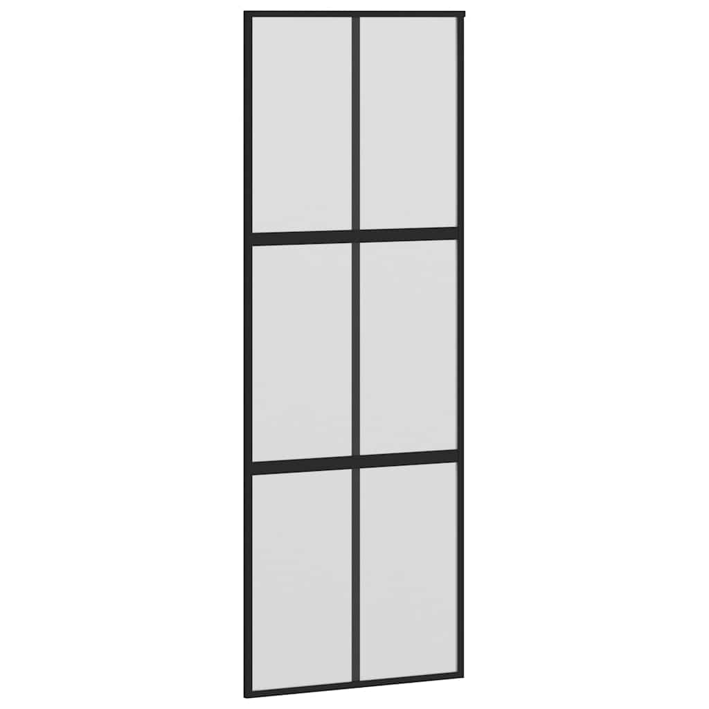 skydedør med hardwaresæt 90x205 cm hærdet glas sort