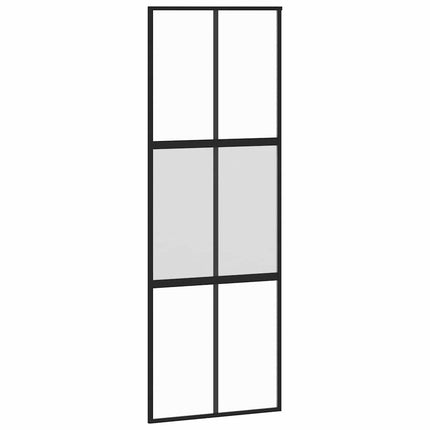skydedør med hardwaresæt 76x205 cm hærdet glas sort