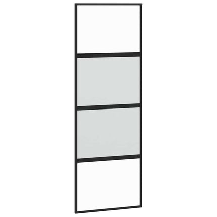 skydedør med hardwaresæt 76x205 cm hærdet glas sort