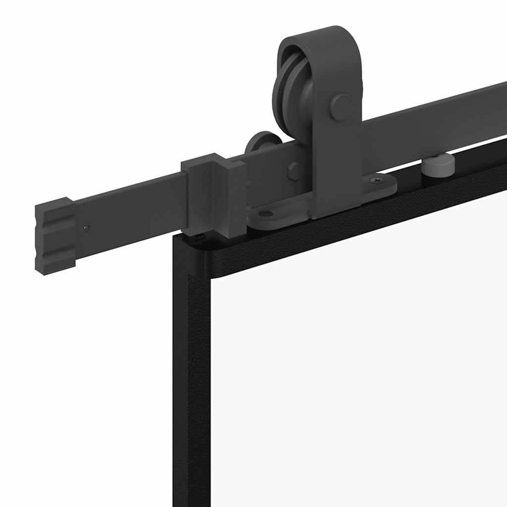 skydedør med hardwaresæt 76x205 cm hærdet glas sort