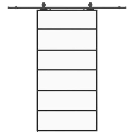 skydedør med hardwaresæt 102x205 cm ESG glas sort