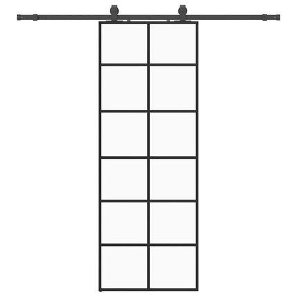 skydedør med hardwaresæt 76x205 cm ESG glas sort