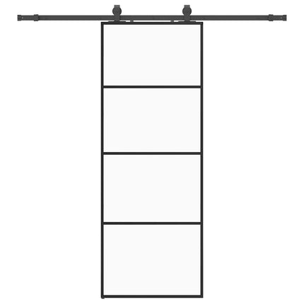 skydedør med hardwaresæt 76x205 cm ESG glas sort