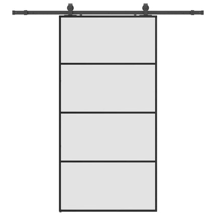 skydedør med hardwaresæt 102,5x205 cm ESG glas sort