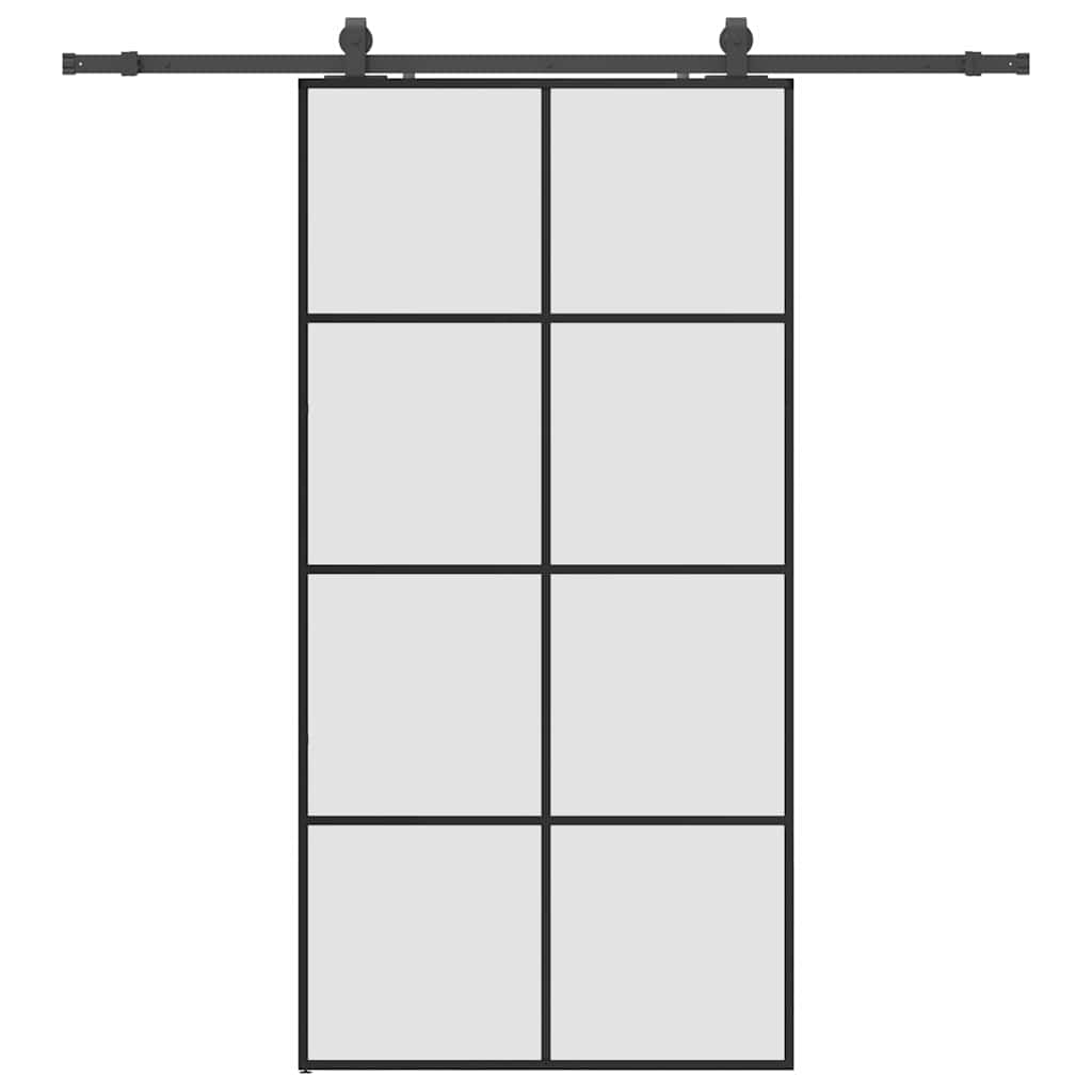 skydedør med hardwaresæt 102,5x205 cm ESG glas sort