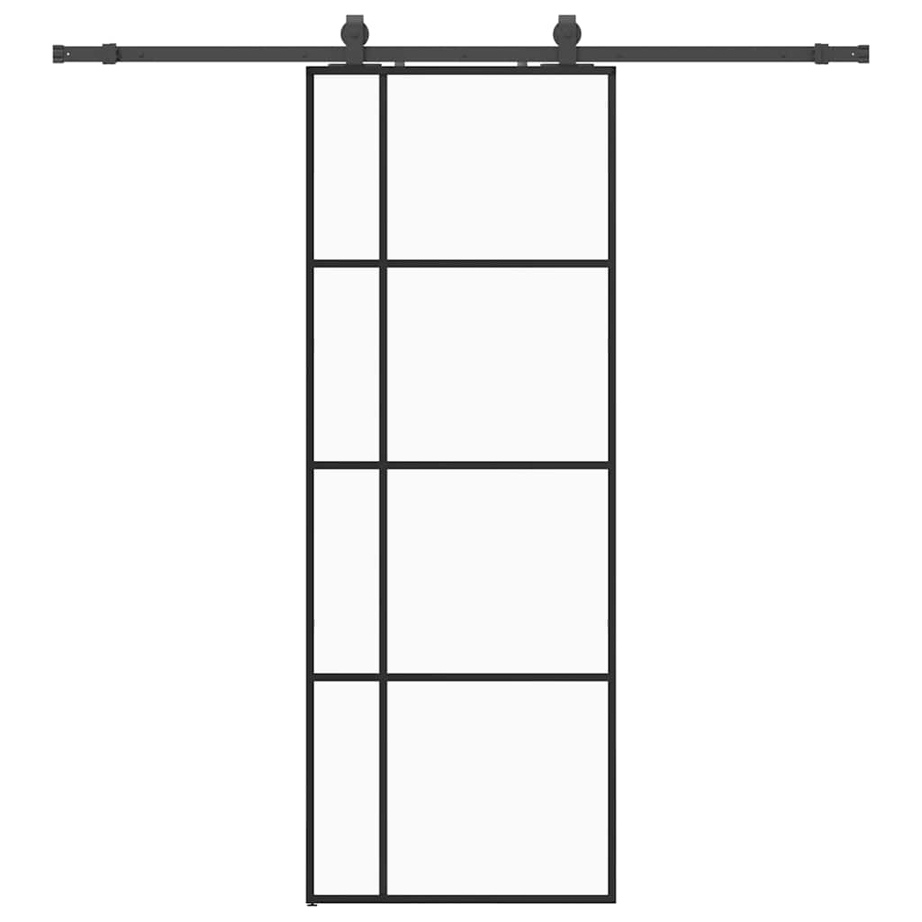 skydedør med hardwaresæt 76x205 cm ESG glas sort