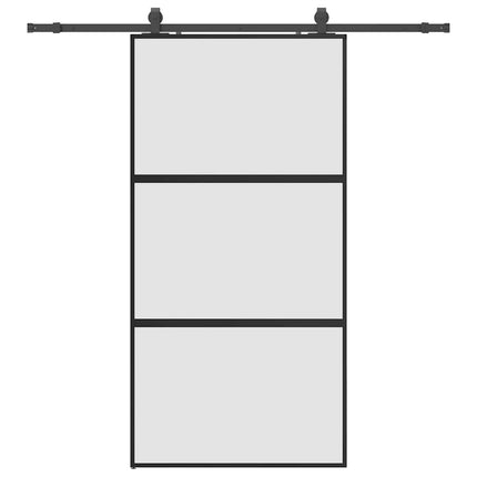 skydedør med hardwaresæt 102,5x205 cm hærdet glas sort