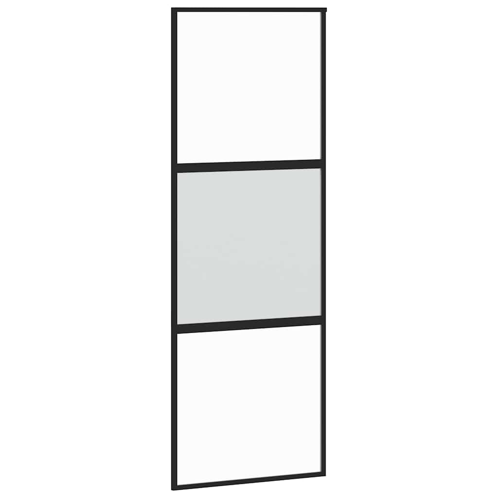 skydedør med hardwaresæt 76x205 cm hærdet glas sort
