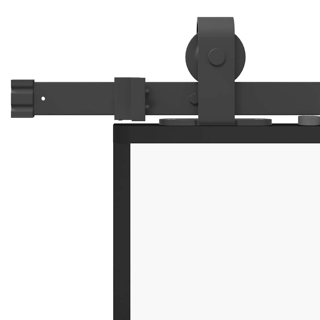 skydedør med hardwaresæt 90x205 cm hærdet glas sort