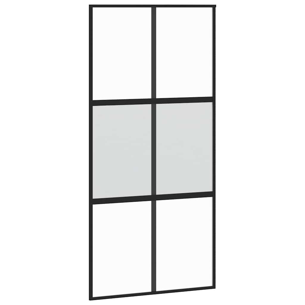 skydedør med hardwaresæt 102,5x205 cm hærdet glas sort