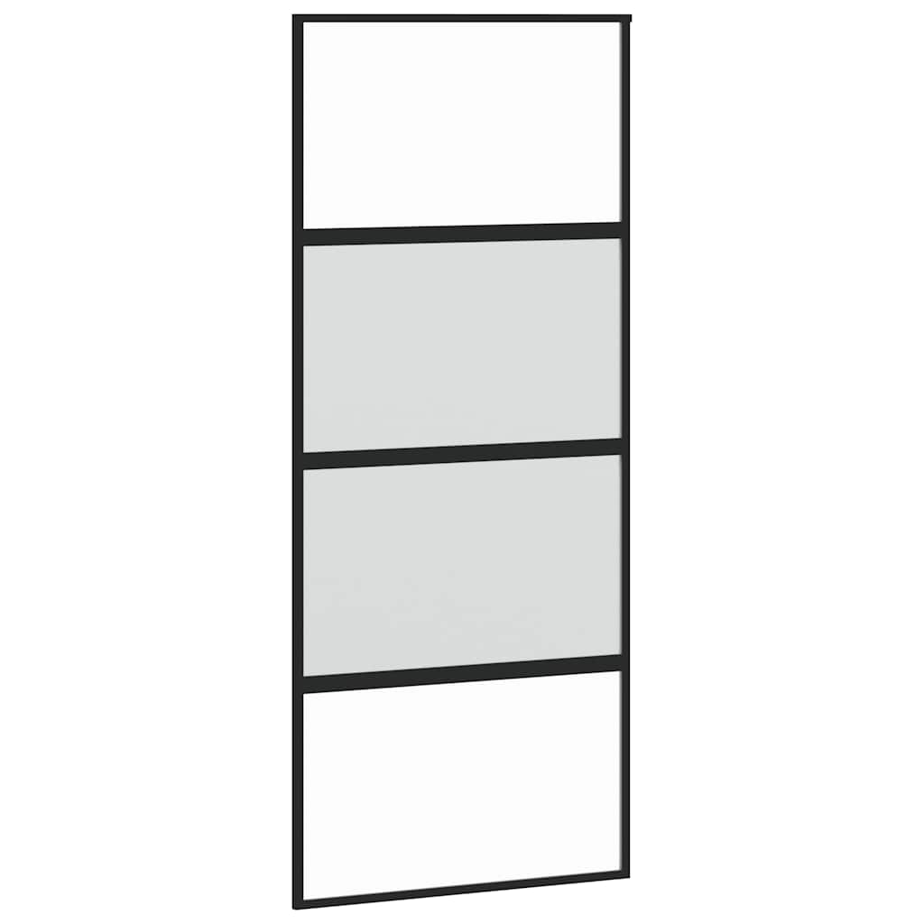 skydedør med hardwaresæt 90x205 cm hærdet glas sort