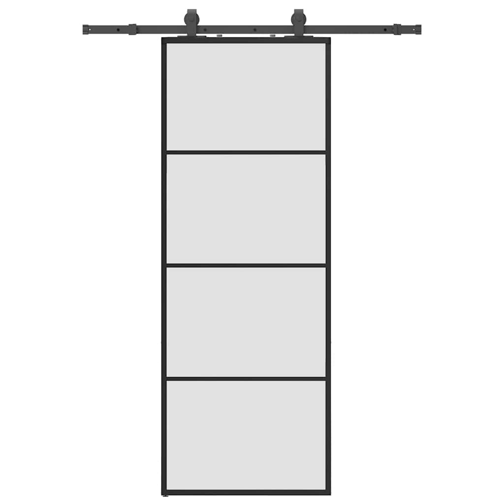 skydedør med hardwaresæt 76x205 cm ESG glas sort