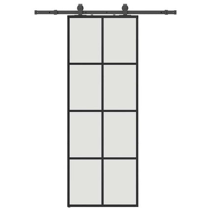 skydedør med hardwaresæt 76x205 cm ESG glas sort