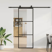 skydedør med hardwaresæt 76x205 cm ESG glas sort