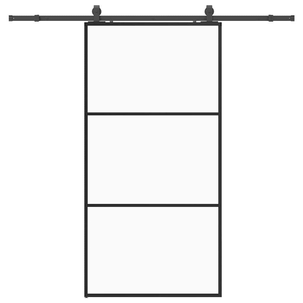 skydedør med hardwaresæt 102x205 cm ESG glas sort