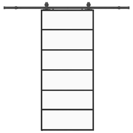 skydedør med hardwaresæt 90x205 cm ESG glas sort