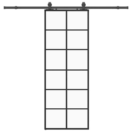 skydedør med hardwaresæt 76x205 cm ESG glas sort