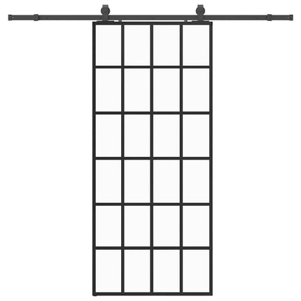 skydedør med hardwaresæt 90x205 cm ESG glas sort