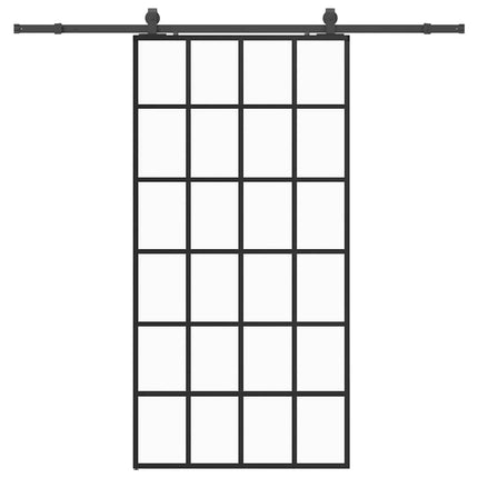 skydedør med hardwaresæt 102x205 cm ESG glas sort