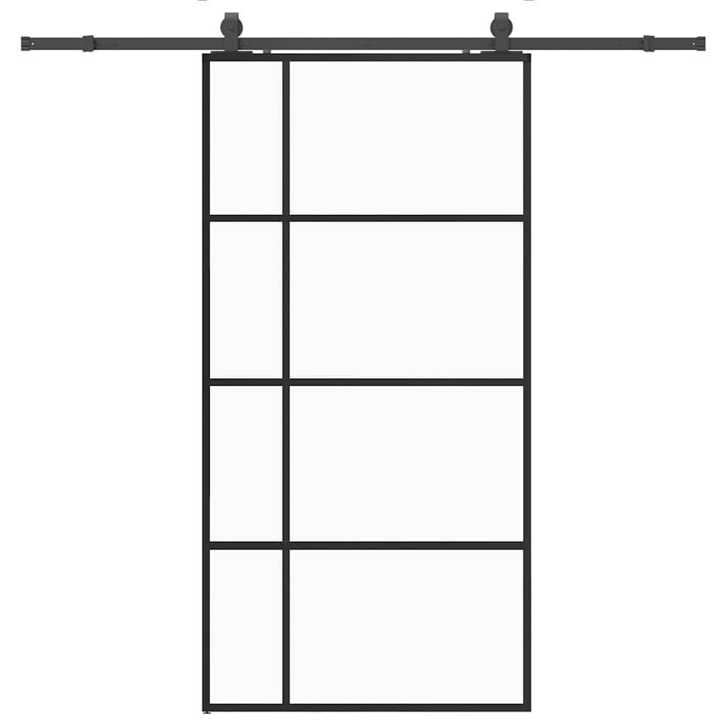 skydedør med hardwaresæt 102,5x205 cm ESG glas sort