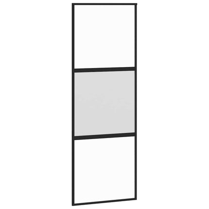 skydedør med hardwaresæt 76x205 cm hærdet glas sort