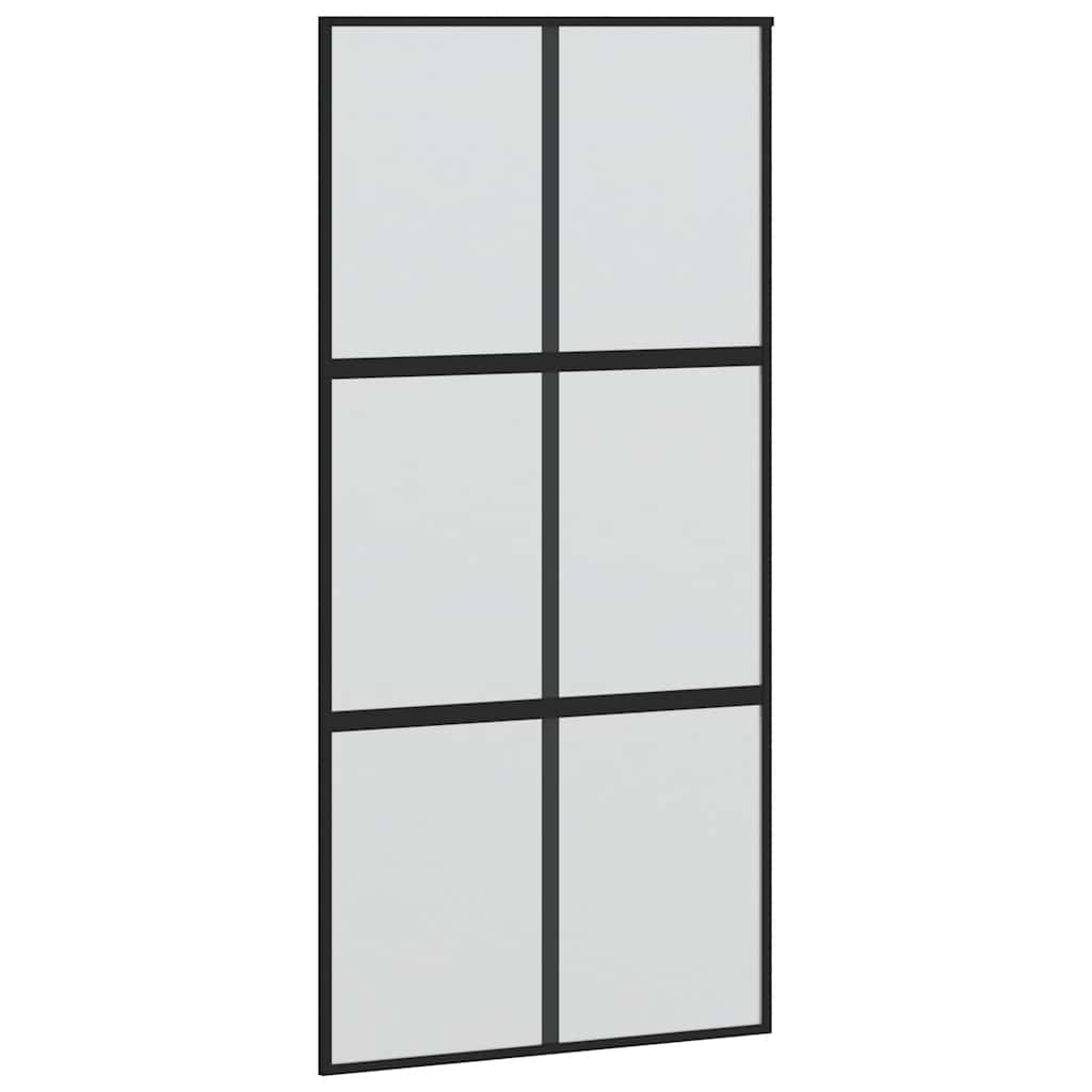 skydedør med hardwaresæt 102,5x205 cm hærdet glas sort