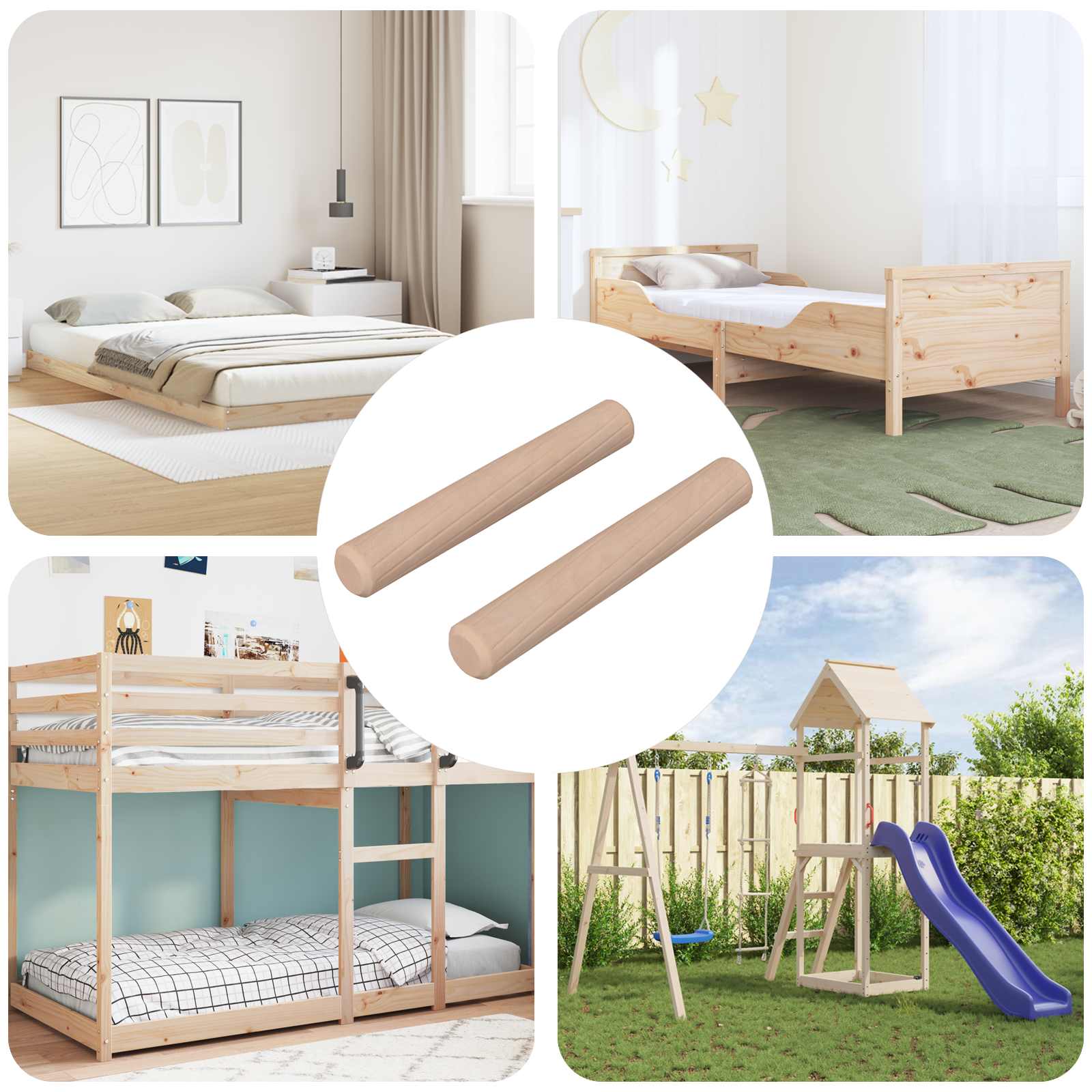 Trædowels 2 pcs Naturfarvet Ø 6 x 40 mm Massivt træ